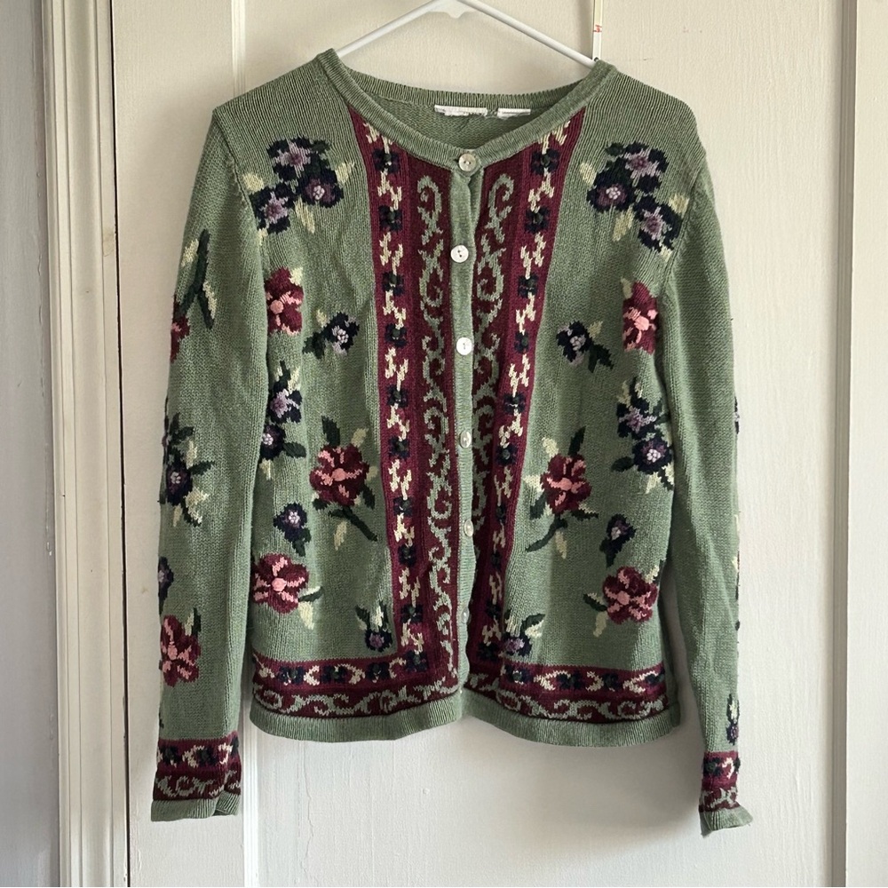 Floral Green Cardigan